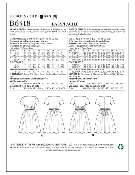Patron Butterick 6318/A5 - Robe