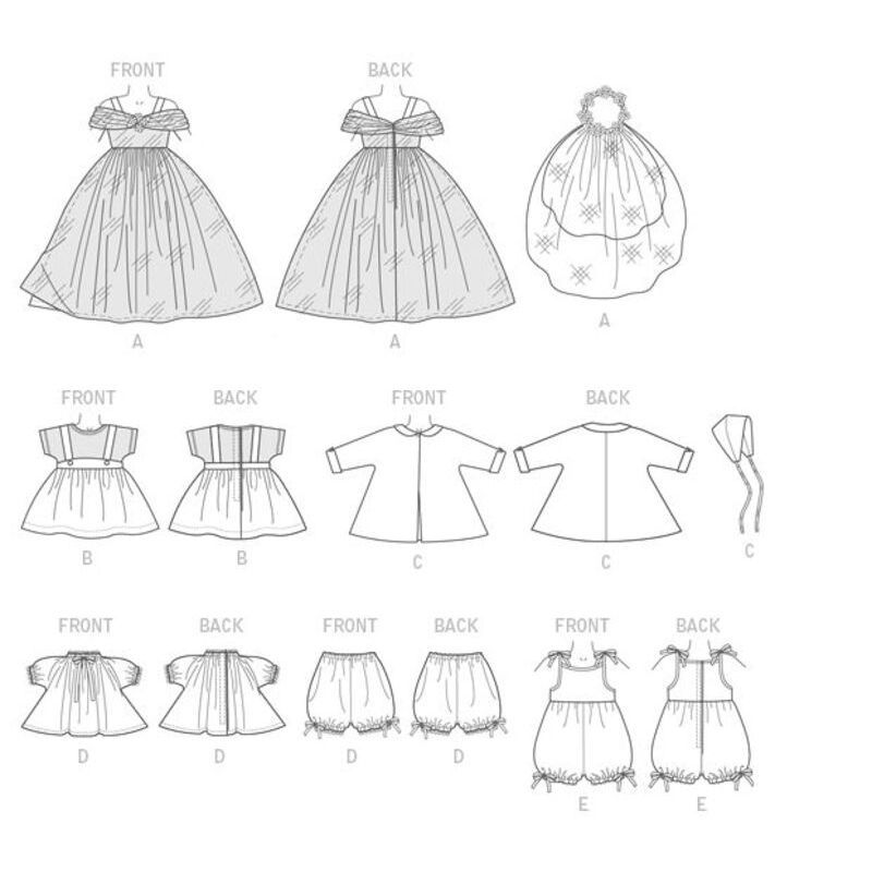 Patron Butterick 6336/OSZ - Vêtement retro pour poupée de 46cm