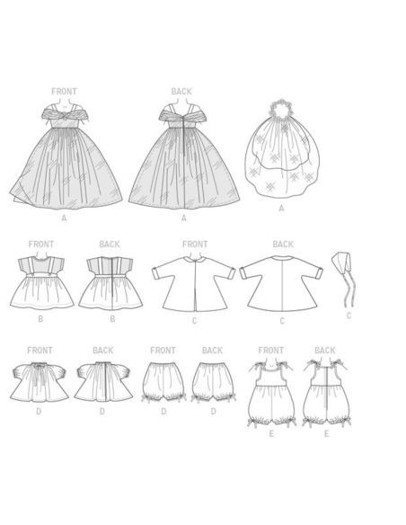 Patron Butterick 6336/OSZ - Vêtement retro pour poupée de 46cm