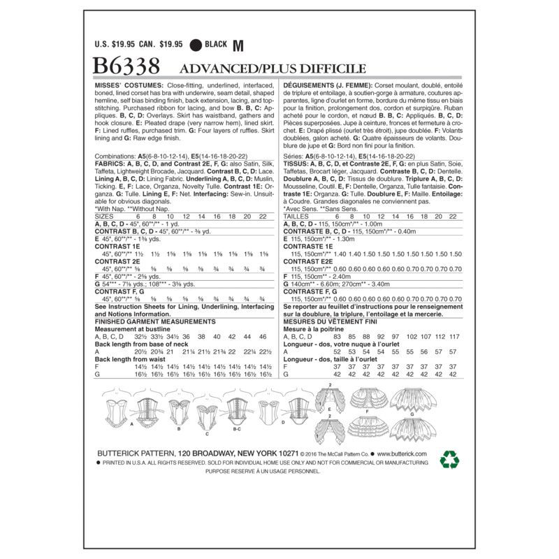 Patron Butterick 6338/A5 - Déguisement