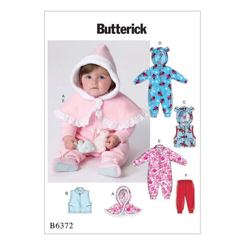 Patron Butterick 6372/YA5 - Cape, gilet, nid d'ange et pantalon pour bébé