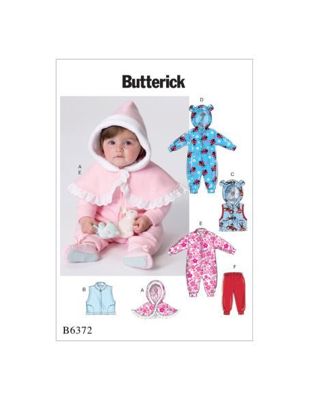 Patron Butterick 6372/YA5 - Cape, gilet, nid d'ange et pantalon pour bébé
