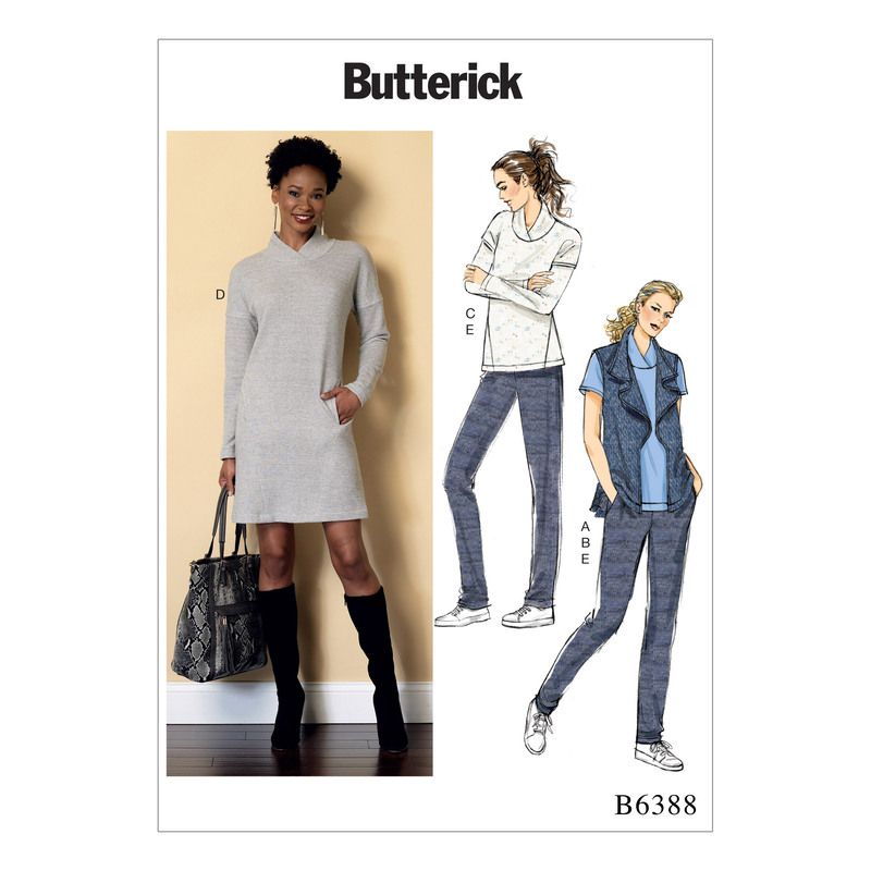 Patron Butterick 6388/Y - Gilet, hauts, robe et pantalon