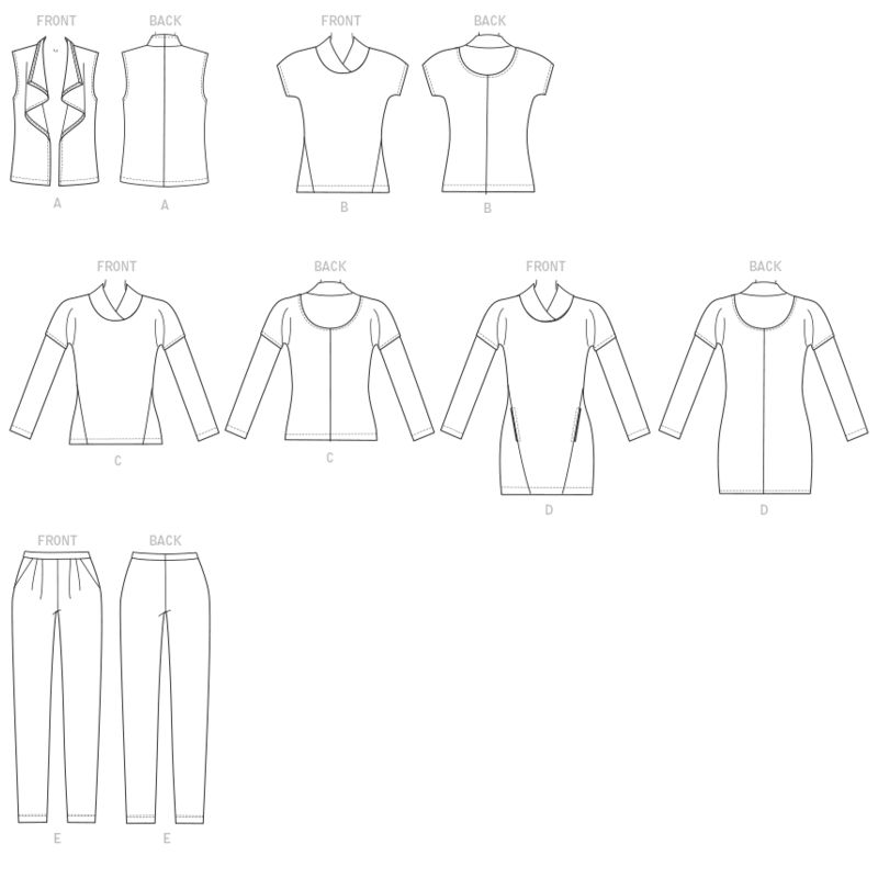 Patron Butterick 6388/Y - Gilet, hauts, robe et pantalon