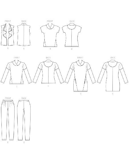 Patron Butterick 6388/Y - Gilet, hauts, robe et pantalon