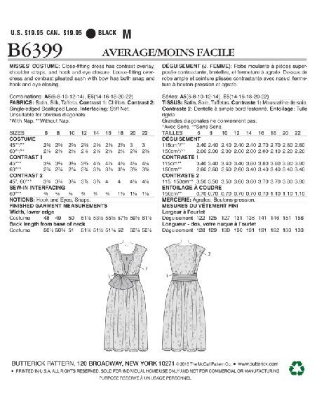 Patron Butterick 6399/A5 - Déguisement