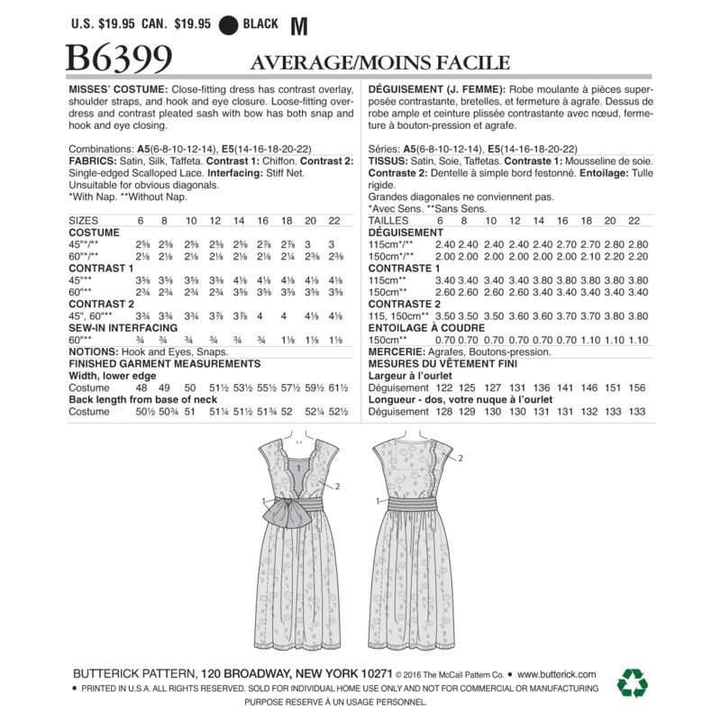 Patron Butterick 6399/A5 - Déguisement