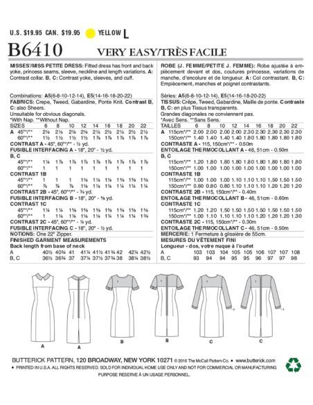 Patron Butterick 6410/A5 - Robe