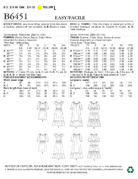 Patron Butterick 6451/Y - Robe