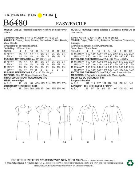 Patron Butterick 6480/A5 - Robe