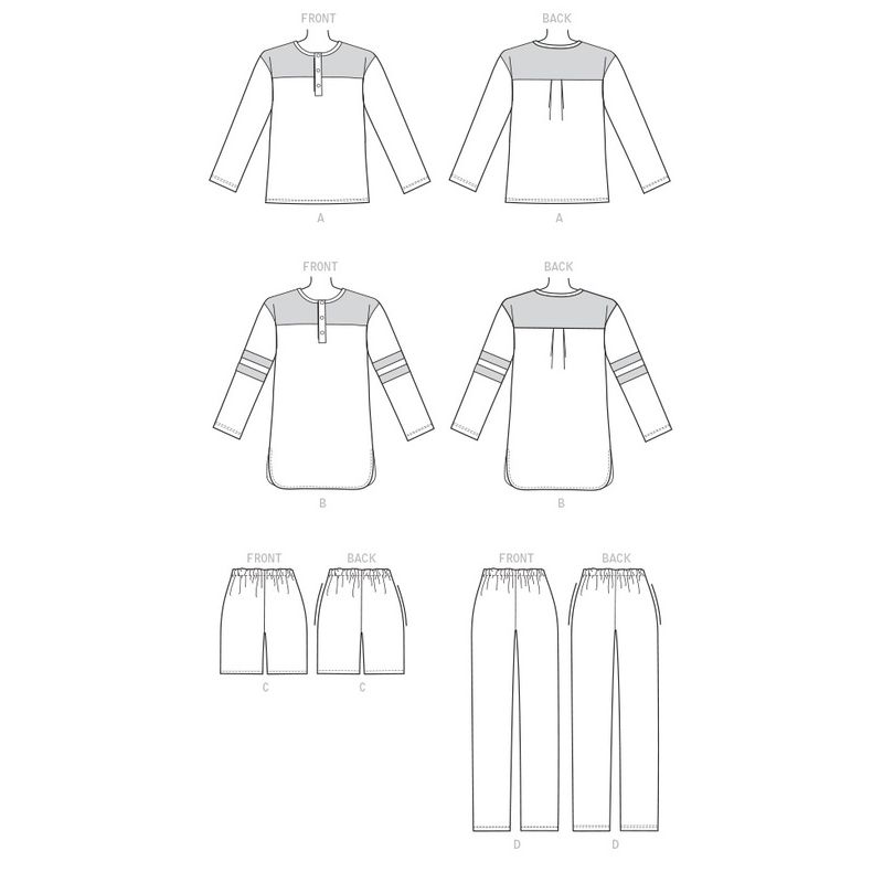 Patron Butterick 6531/OSZ - Haut, tunique, short et pantalon