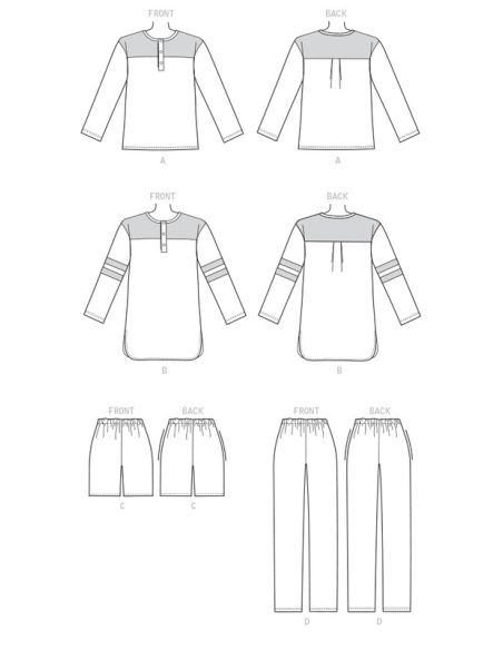 Patron Butterick 6531/OSZ - Haut, tunique, short et pantalon