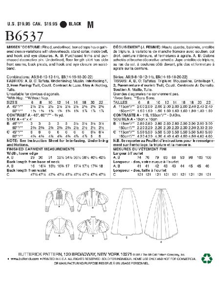 Patron Butterick 6537/A5 - Déguisement