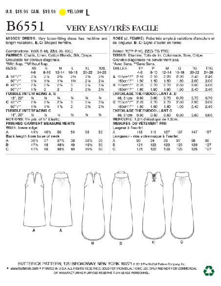Patron Butterick 6551/Y - Robe