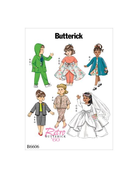 Patron Butterick 6606/OSZ - Vêtement pour poupée de 46cm