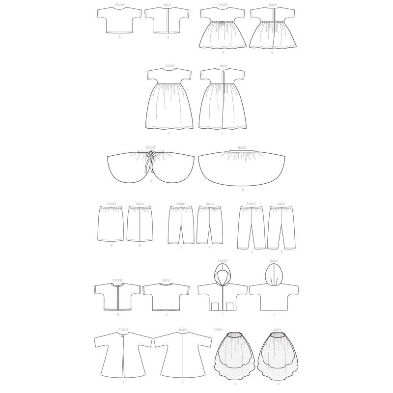 Patron Butterick 6606/OSZ - Vêtement pour poupée de 46cm