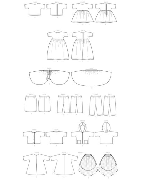 Patron Butterick 6606/OSZ - Vêtement pour poupée de 46cm