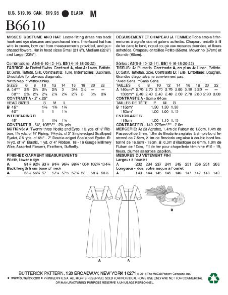 Patron Butterick 6610/A5 - Déguisement et chapeau