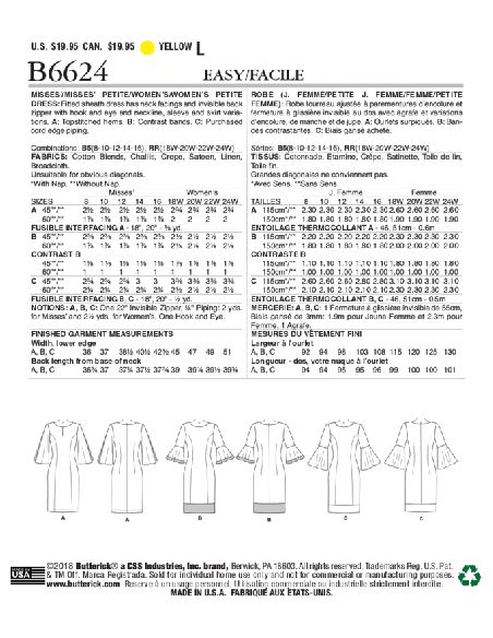 Patron Butterick 6624/B5 - Robe