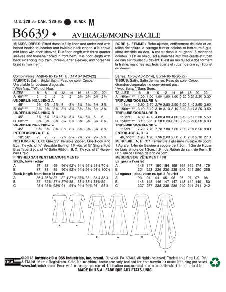 Patron Butterick 6639/A5 - Robe