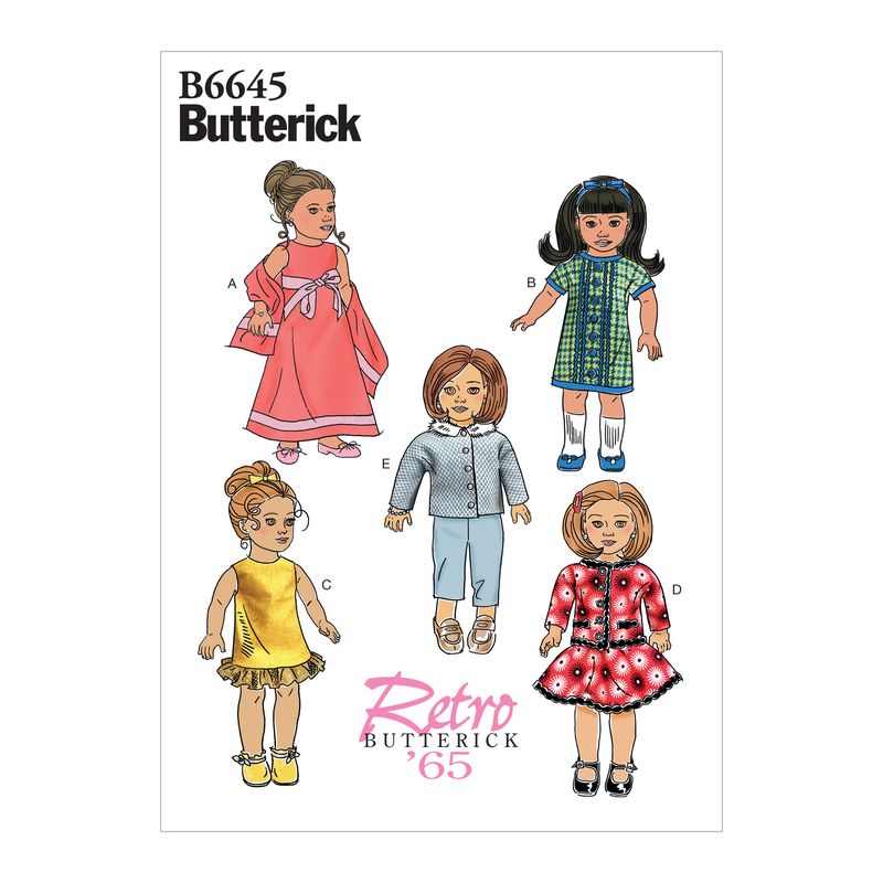Patron Butterick 6645/OSZ - Vêtement pour poupée de 46cm