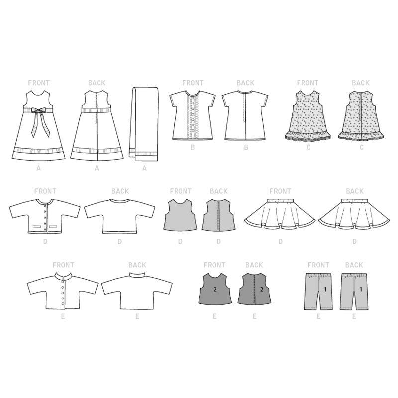 Patron Butterick 6645/OSZ - Vêtement pour poupée de 46cm