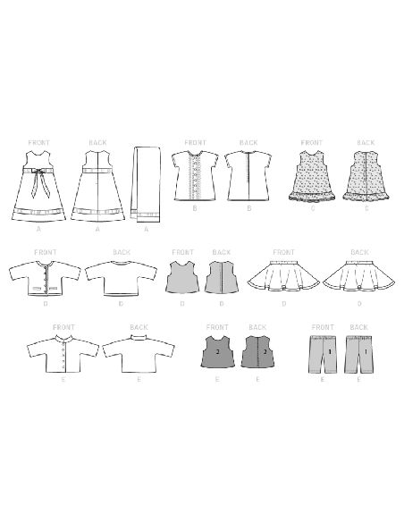 Patron Butterick 6645/OSZ - Vêtement pour poupée de 46cm