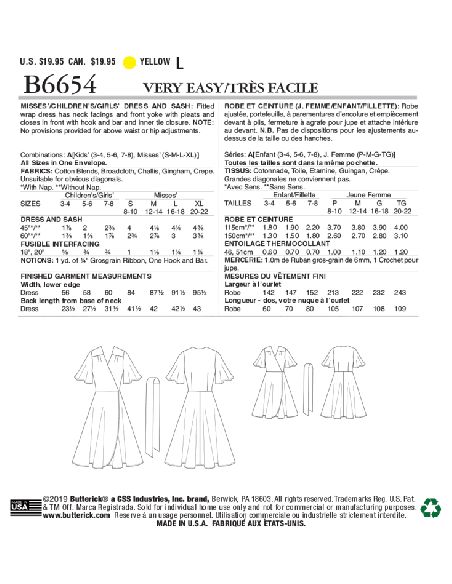 Patron Butterick 6654/A - Robe et ceinture
