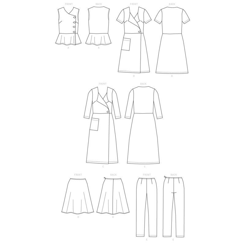 Patron Butterick 6670/A5 - Haut, robe, jupe et pantalon