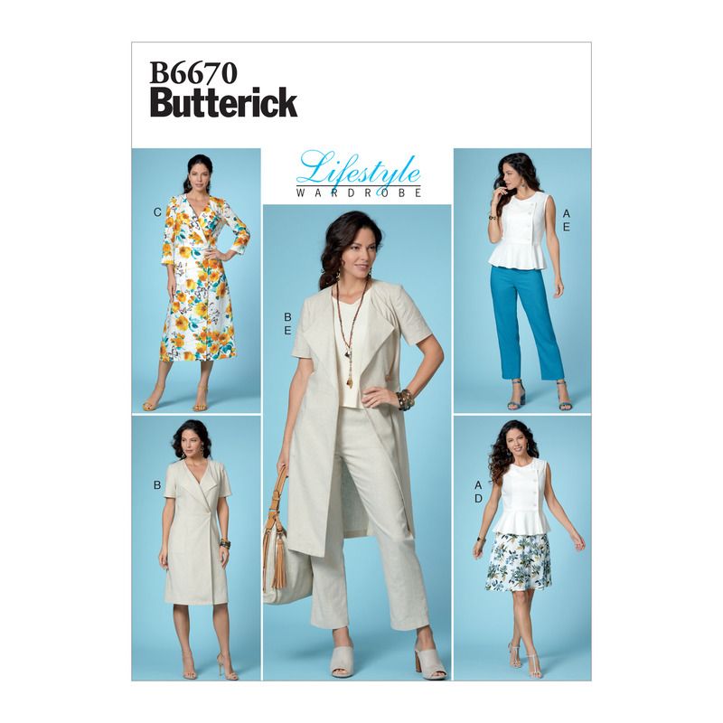 Patron Butterick 6670/A5 - Haut, robe, jupe et pantalon