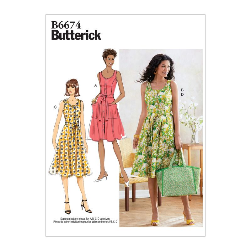 Patron Butterick 6674/A5 - Robe, ceinture et sac à main