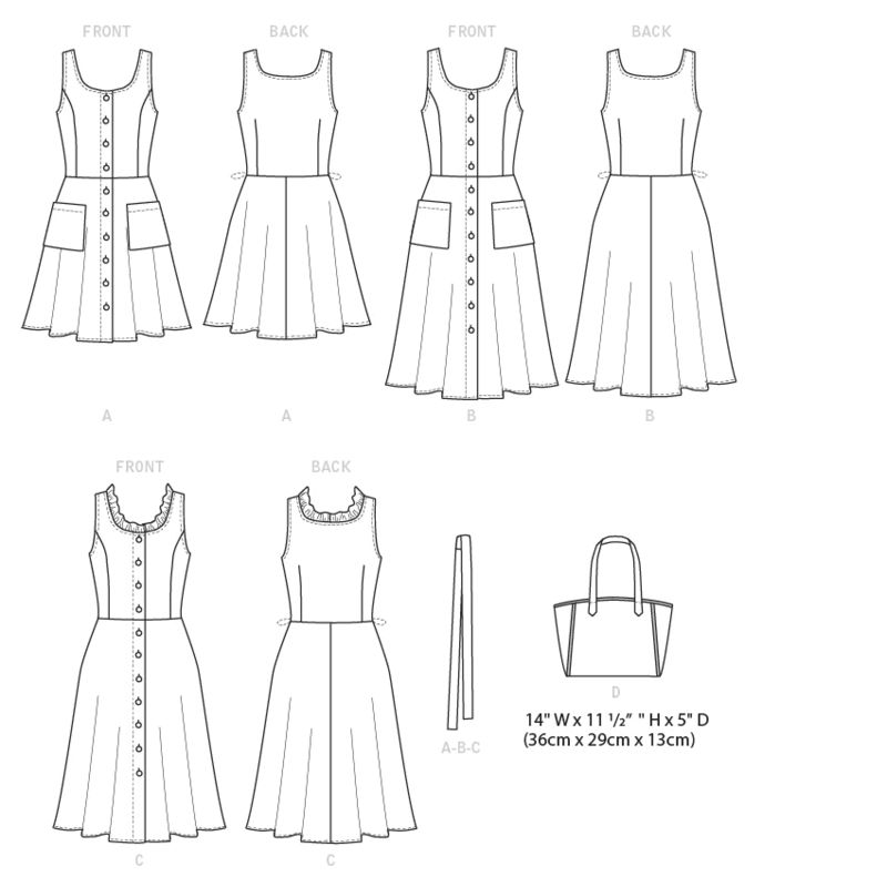 Patron Butterick 6674/A5 - Robe, ceinture et sac à main
