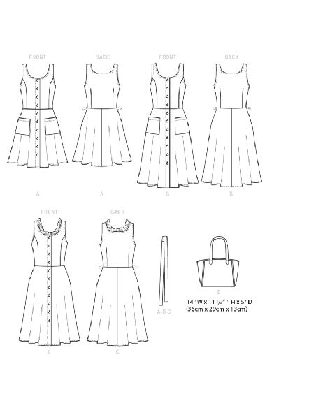 Patron Butterick 6674/A5 - Robe, ceinture et sac à main