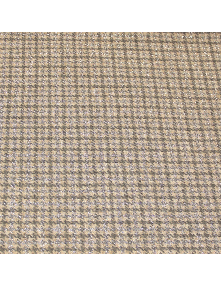 Jersey viscose fantaisie - Pied-de-poule gris & argent fond beige