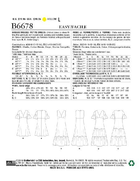 Patron Butterick 6678/A5 - Robe