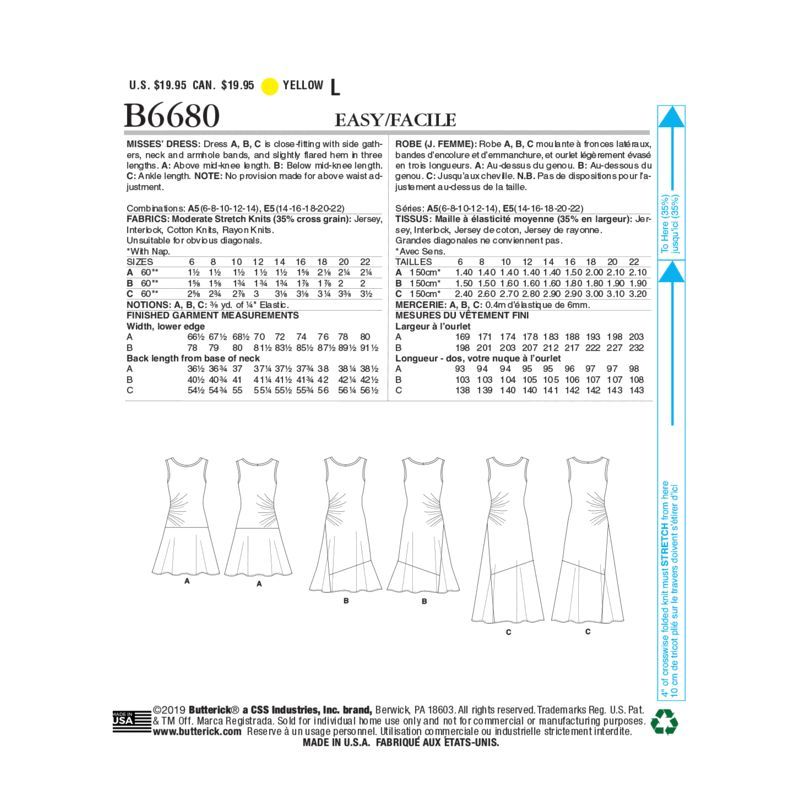 Patron Butterick 6680/A5 - Robe