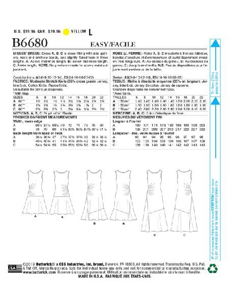 Patron Butterick 6680/A5 - Robe