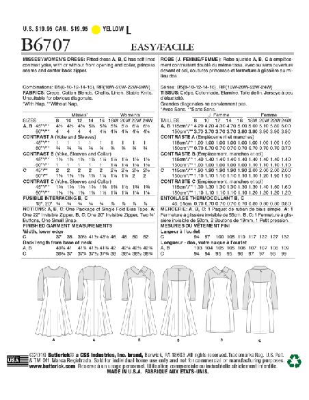 Patron Butterick 6707/B5 - Robe