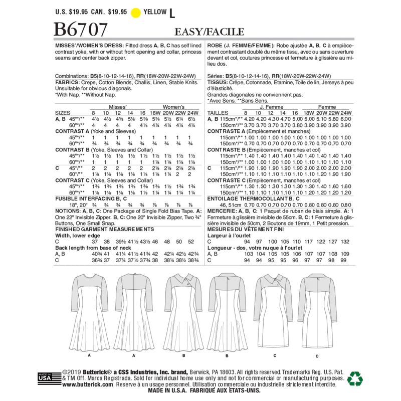Patron Butterick 6707/B5 - Robe