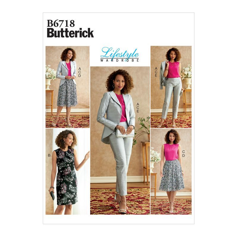 Patron Butterick 6718/A5 - Veste, robe, haut, jupe et pantalon