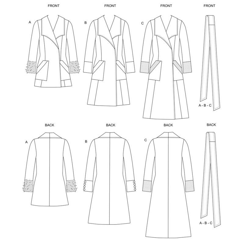 Patron Butterick 6720/XY- Vêtement de dessus et ceinture