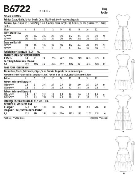 Patron Butterick 6722/A5 - Robe