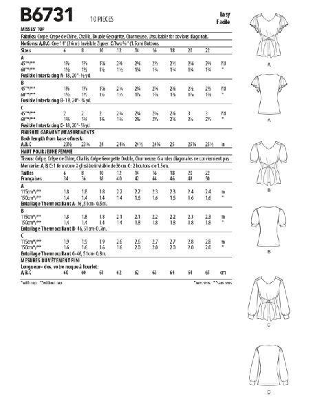 Patron Butterick 6731/A5 - Haut