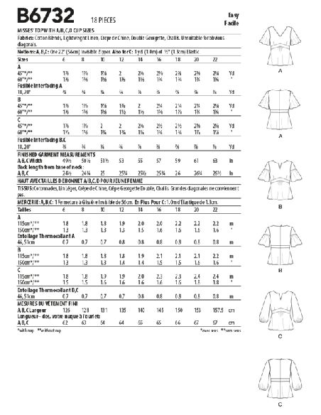 Patron Butterick 6732/A5 - Haut