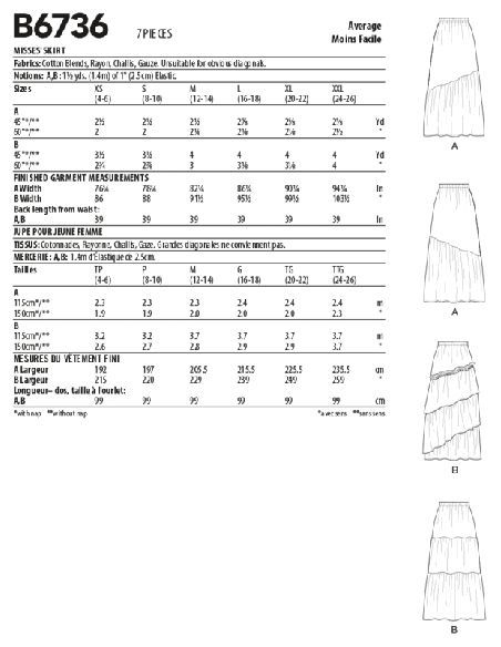 Patron Butterick 6736/Y - Jupe
