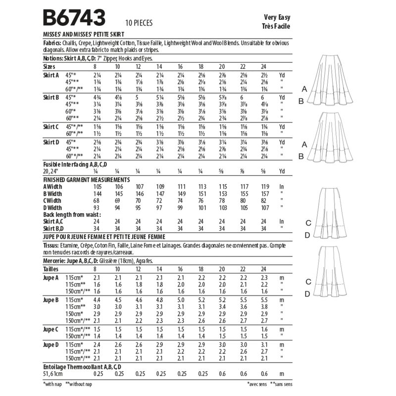 Patron Butterick 6743/B5 - Jupe
