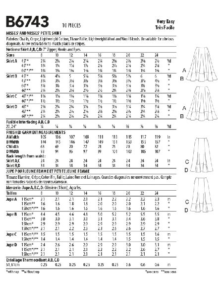 Patron Butterick 6743/B5 - Jupe
