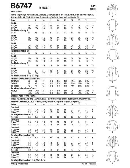 Patron Butterick 6747/AA - Haut