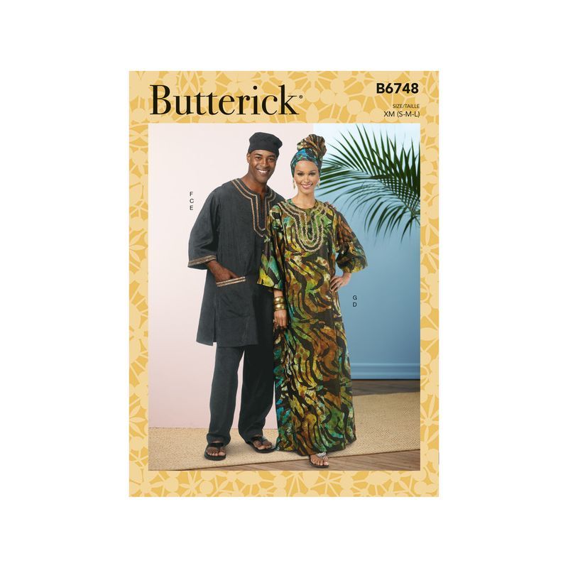 Patron Butterick 6748/XM - Tunique, caftan, pantalon, chapeau et bandeau