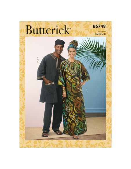 Patron Butterick 6748/XM - Tunique, caftan, pantalon, chapeau et bandeau